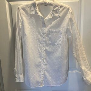 Gap White Cotton Swiss Dot Shirt Women’s M